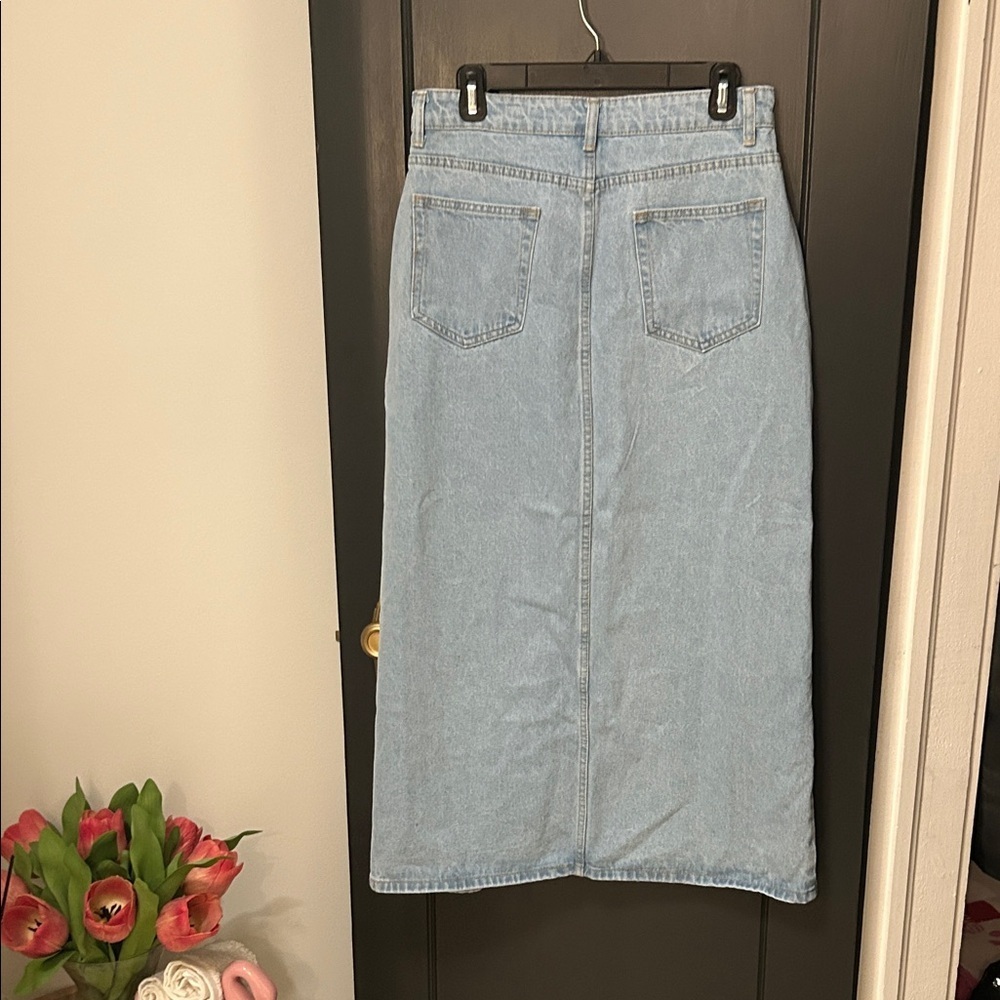 Light Blue Denim Maxi Skirt - Picture 3 of 3